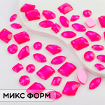 Набор страз Neon Pink (микс форм) 50 шт