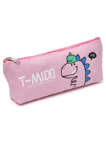 Пенал - косметичка Alingar, ткань, молния, 75 х 205 мм, "Дино, розовый (надпись T-MIDO)