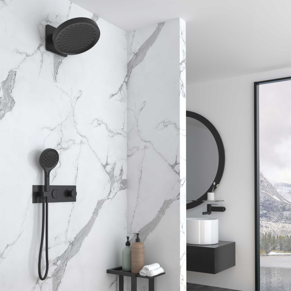 Душевой комплект Vincea VSFW-422TI3MB встраиваемый, термостатический, двухрежимный, черный