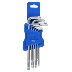 Набор ключей TORX Г-образных длинных 9пр. (Т10, Т15, Т20, Т25, Т27, Т30, Т40, Т45, Т50)в пластиковом держателе Forsage F-5098L