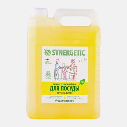 Гель для мытья посуды Synergetic антибактериальный детский 5л