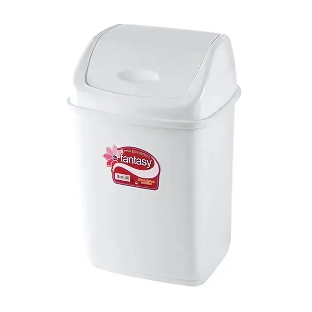 Ведро для мусора с кач крышкой Фантазия 10л молочный