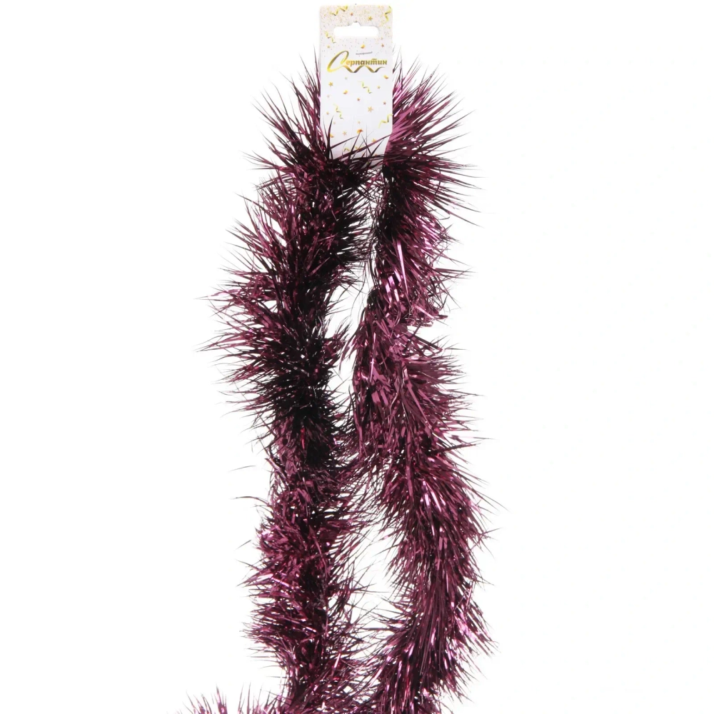 Мишура «Сияющая роскошь» 2 м 10,5 см, Бордовый