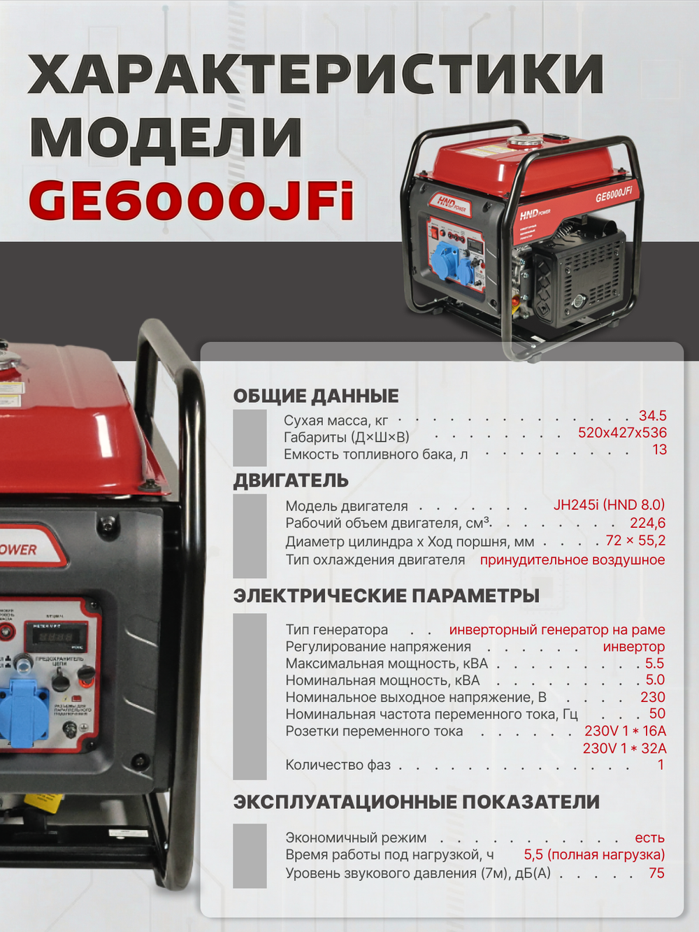 Генератор HND GE6000JFi