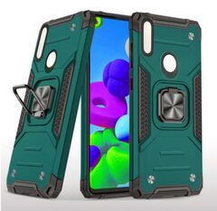Противоударный чехол для Honor 10 Lite / Huawei P Smart 2019 зеленый с пластиной для магнитного автодержателя и кольцом подставкой / чехол с держателем на палец на Хонор 10 Лайт / Хуавей П смарт 2019