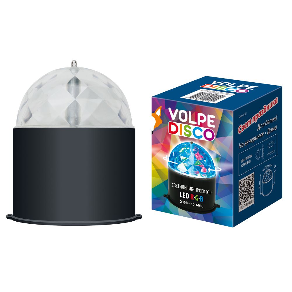 Светодиодный светильник-проектор ULI-Q302. Серия DISCO. многоцветный. ТМ VOLPE. Напряжение 220В. Кабель с вилкой в комплекте Цвет корпуса черный.