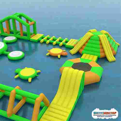 Коммерческий надувной аквапарк «Весёлые острова» с высокими горками 27,5×20×5 м