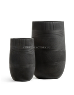 Кашпо TREEZ ERGO - серия Graphics - Высокая округлая чаша - Чёрный графит