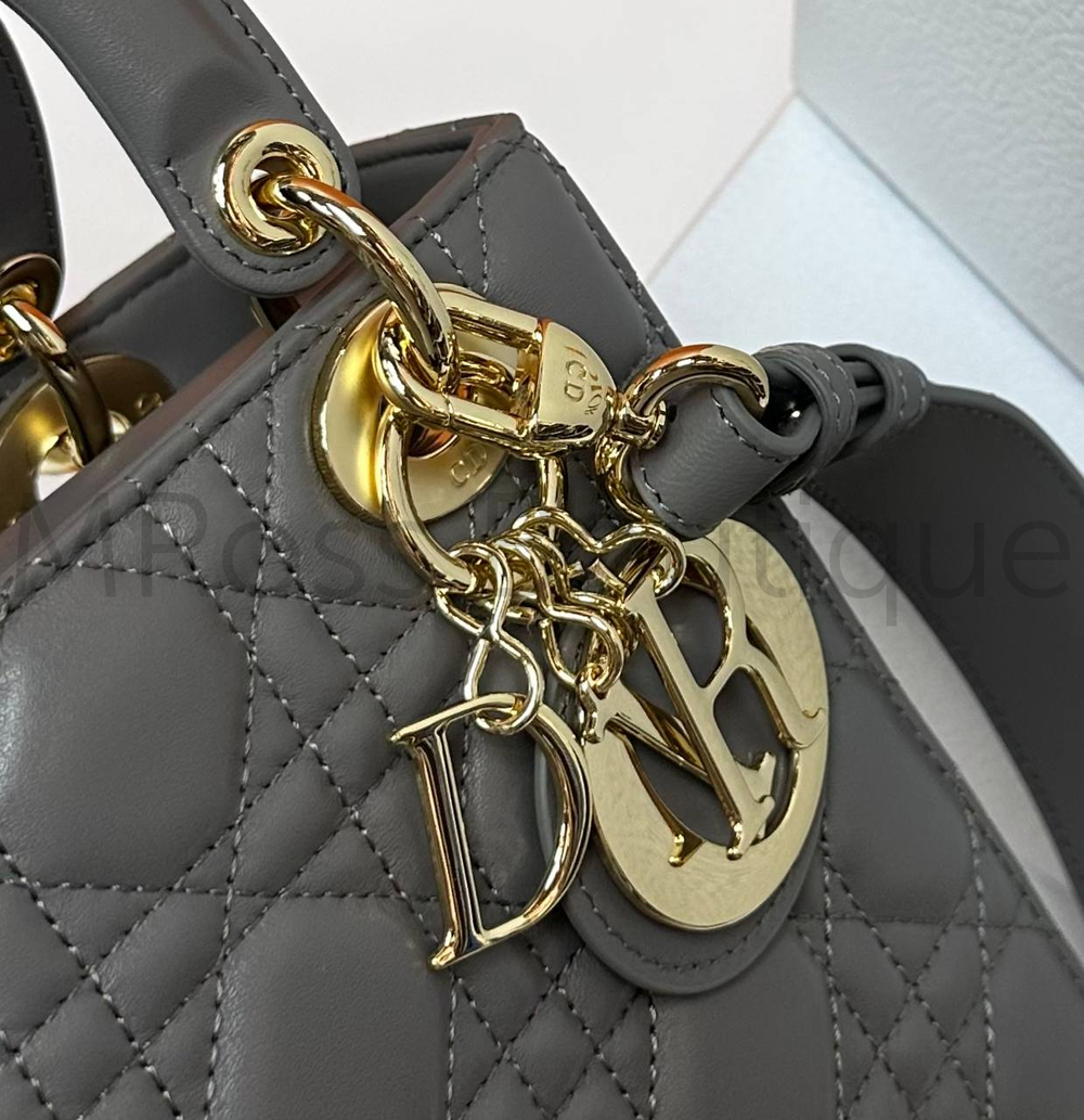 Женская сумка Lady Dior My ABC квадратная темно-серого цвета