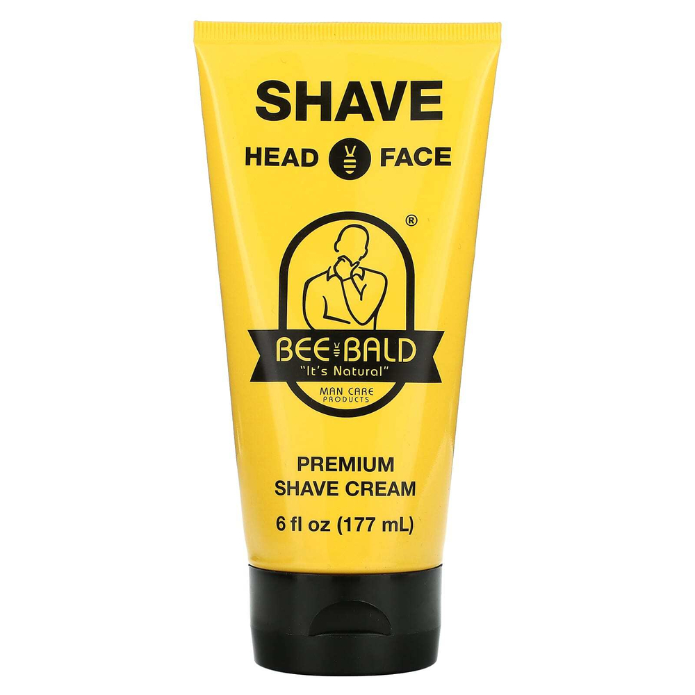Bee Bald, Shave Head & Face, крем для бритья премиального качества, 177 мл (6 жидк. унций)