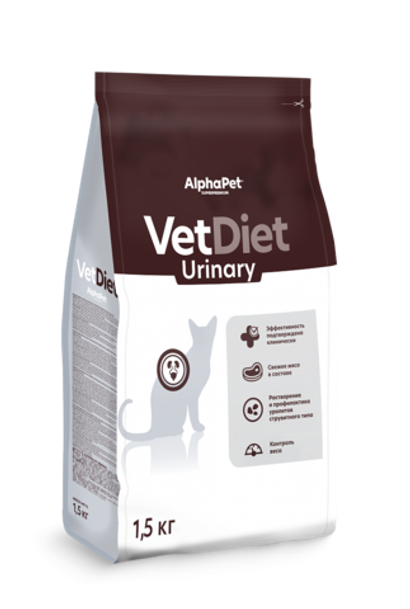 Сухой корм для кошек AlphaPet Vet Diet (АльфаПет) 1,5 кг Urinary сухой при заболеваниях нижних отделов мочевыводящих путей для кошек