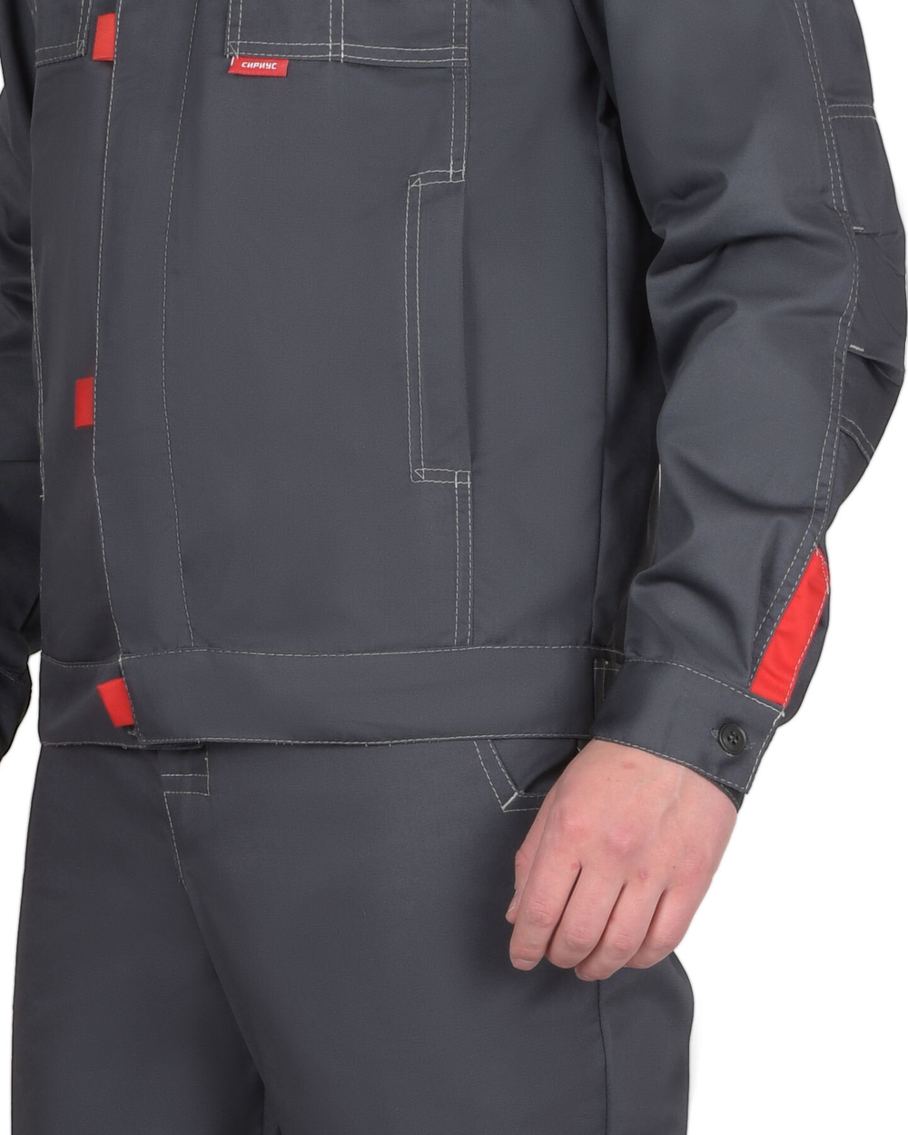 Куртка "ФАВОРИТ-РОСС" темно-серая со светло-серым и красным (Галактика 215) Распродажа