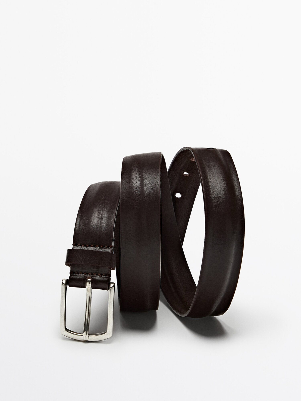 Massimo Dutti Кожаный ремень с эффектом потертости, черный