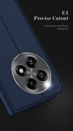 Чехол книжка из PU кожи синего цвета от Dux Ducis для OnePlus 13R, OnePlus Ace 5 и 5 Pro, серия Skin Pro Series Case