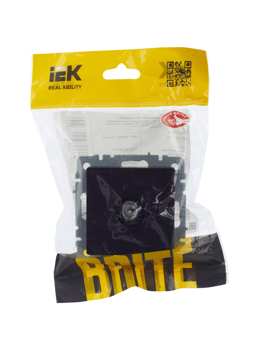 BRITE Розетка TV проходная РТВ10-0-БрЧ черный IEK