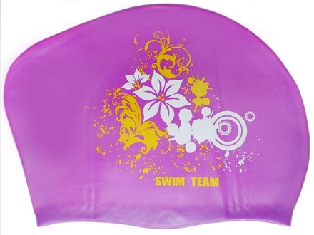 Шапочка для плавания для длинных волос цветы: KW-F  (Фиолетовый)
