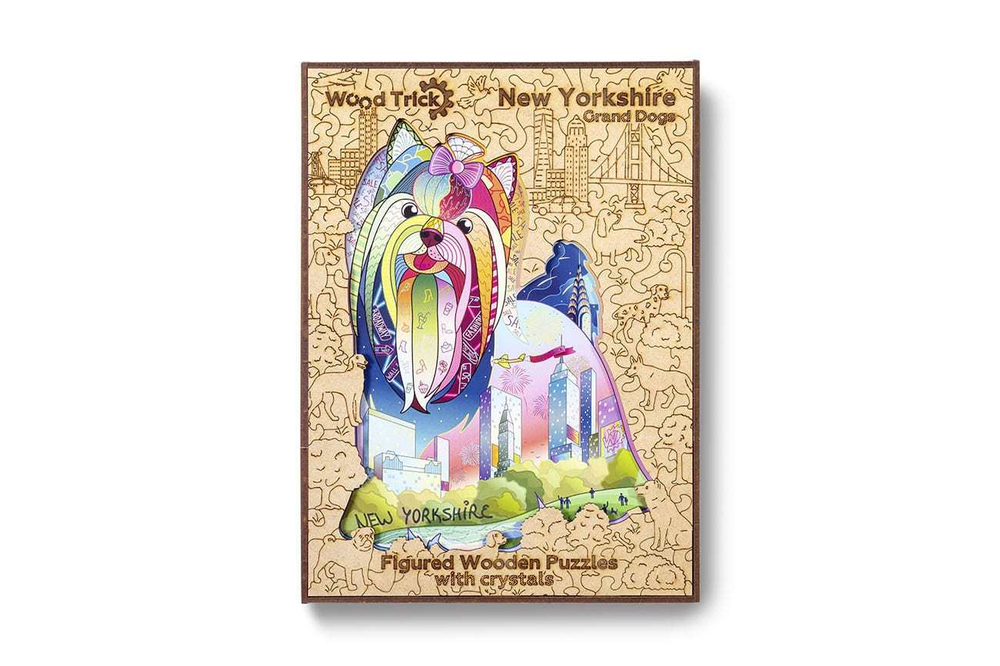 Нью-Йоркшир с кристаллами Swarovski от Wood Trick - сборные пазлы причудливой формы, это картины, которые вы собираете сами