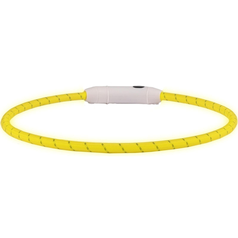 Ошейник светящийся LED, VISIO, желтый, 33 - 63,5 см, 8 мм, Flamingo
