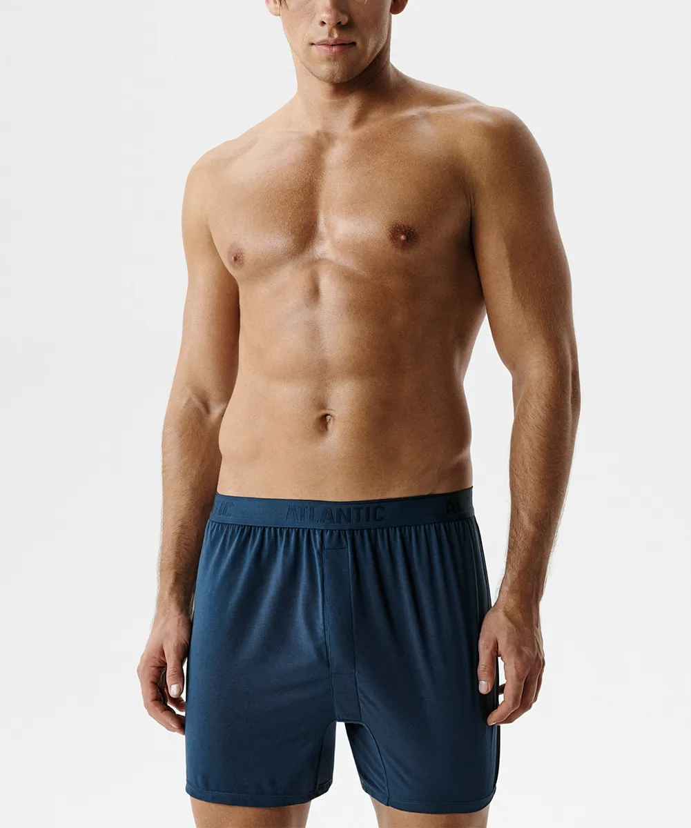 Мужские трусы боксеры Atlantic, 1 шт. в уп., микромодал, сине-зеленые, MBX-662