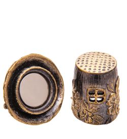 AM-3542 Наперсток «Домик Желуди» (латунь, янтарь)