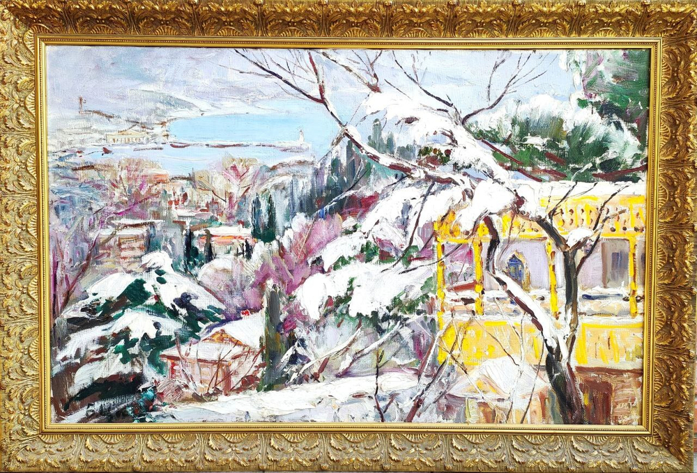 Картина Цветковой В.П. "Зима в Ялте" холст/масло 70х100