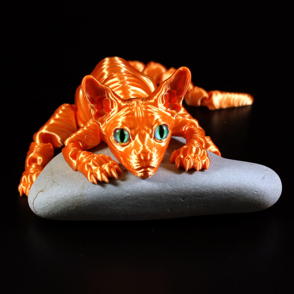 Подвижный рыжий кот Сфинкс, игрушка антистресс