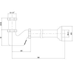 Сифон VIEIR для умывальника 11/4quot;х32мм, латунь, хром., без дон. клапана (20) VRQ36