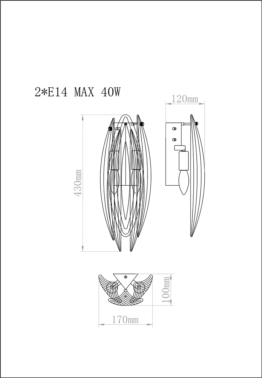 K2KG02W-2G Бра 14*43см