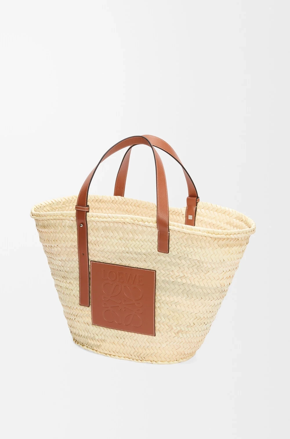 Loewe Большая классическая корзина из пальмовых листьев и телячьей кожи, натуральный/коричневый