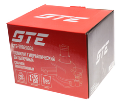 Домкрат бутылочный 20т 150-245мм 2-х штоковый низкопрофильный GTE