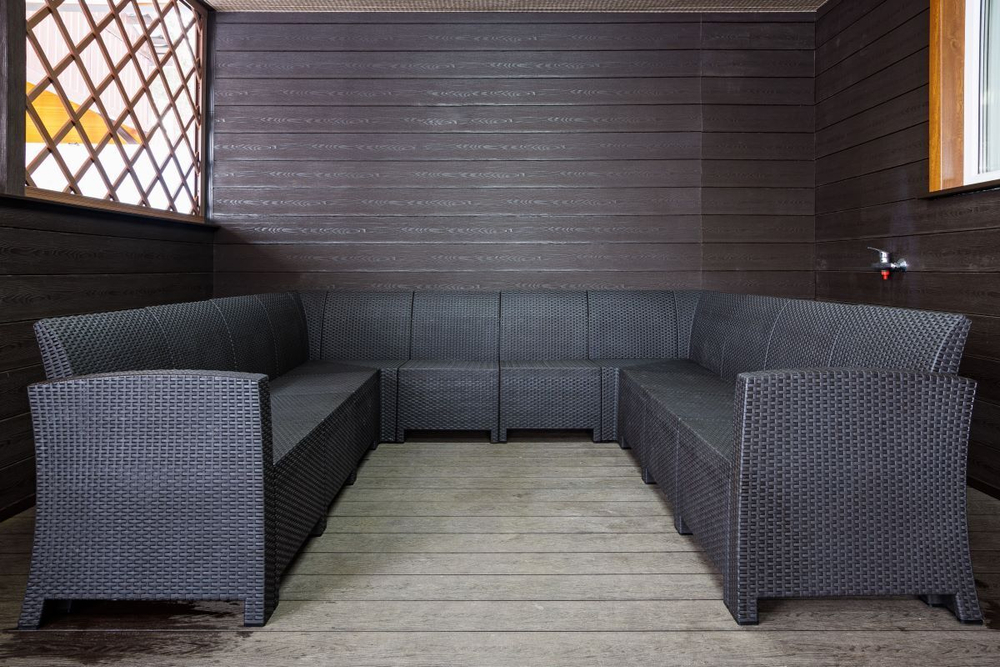 Садовый диван угловой П-образный Калифорния «California» на 10 мест без подушек