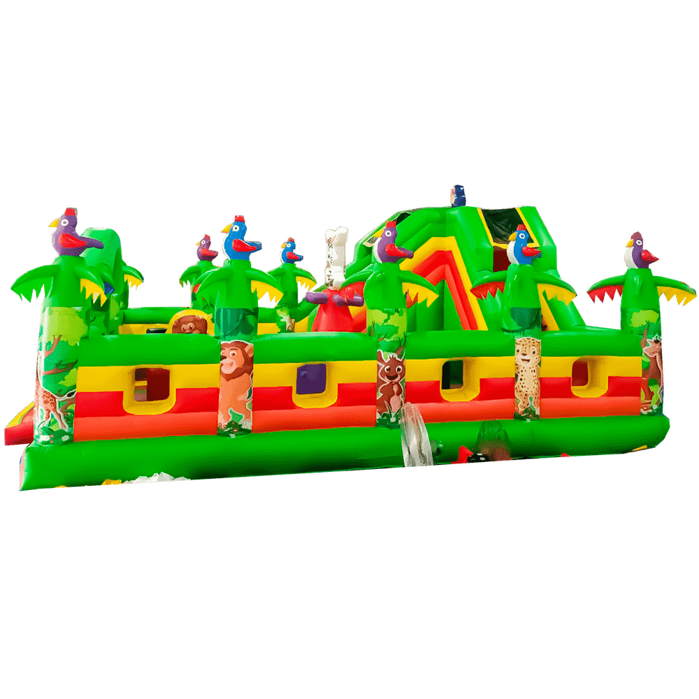 Коммерческий надувной батут "Джунгли" с горкой, 9*6*4.5 м