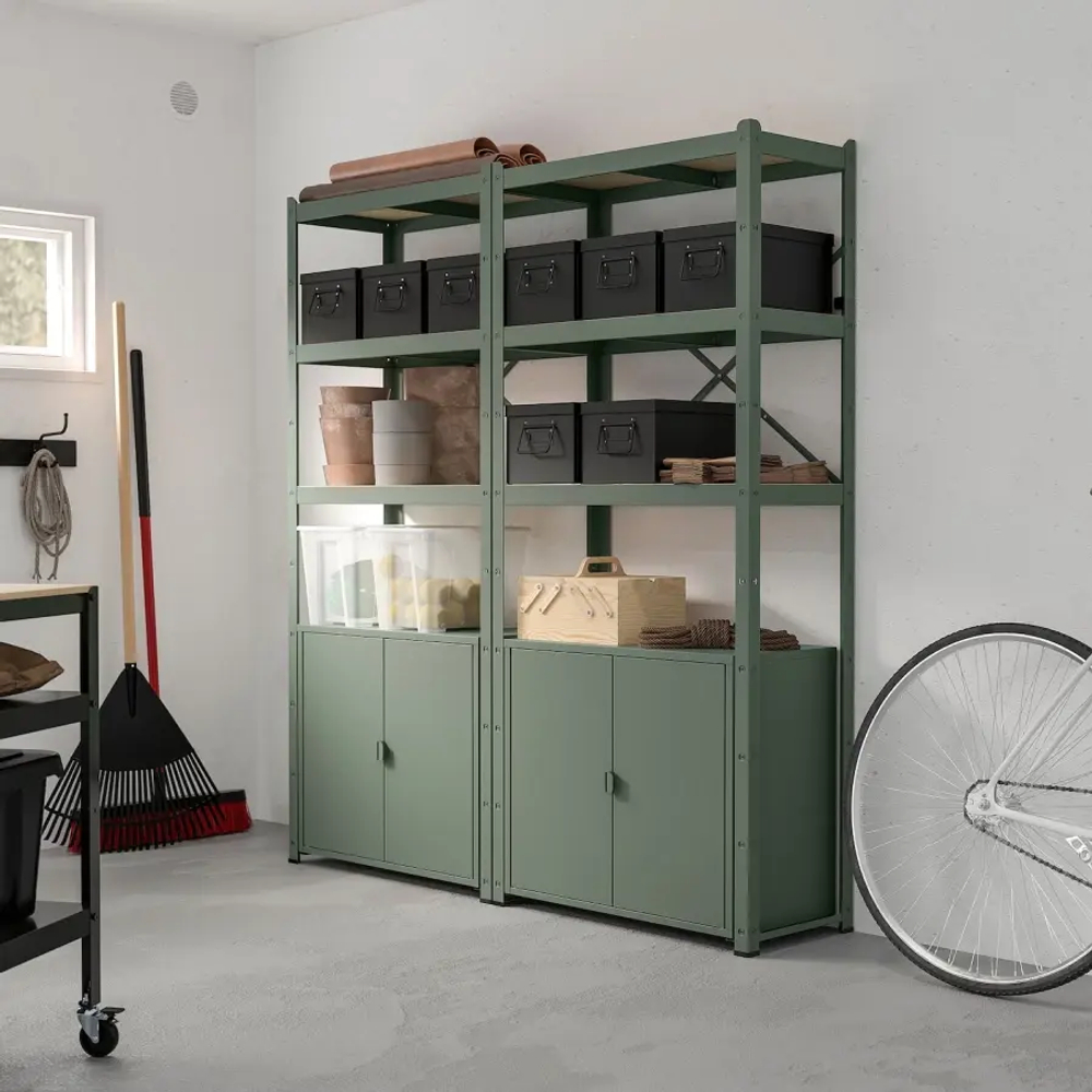 Стеллаж - IKEA BROR, 170х40х190 см, серо-зеленый, БРУР ИКЕА