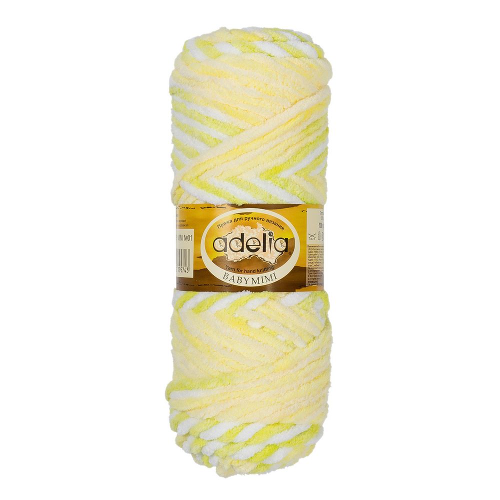 Пряжа Adelia Baby Mimi / уп.5 мот. по 100г, 80м, 01 белый-салатовый-желтый-св.желтый Пряжа Adelia Baby Mimi / уп.5 мот. по 100г, 80м, 01 белый-салатовый-желтый-св.желтый