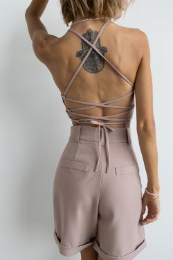 Топ с завязками сзади цвета розовое латте