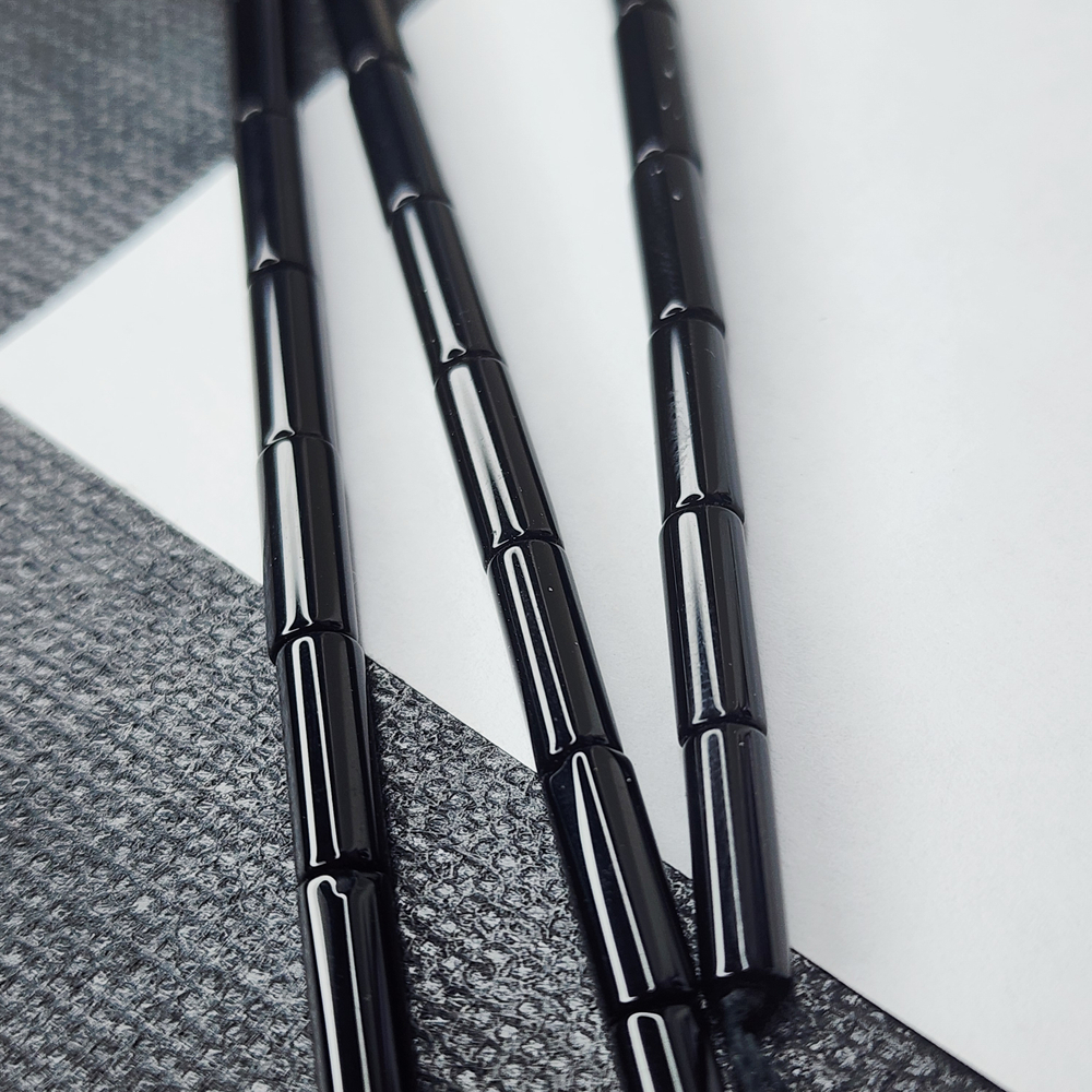 Агат черный, черный оникс, трубочка, цилиндр, р-р 13×4мм, штучно