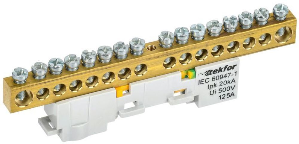 Шина PE "земля" неизол. на универс. держ. 8х12-16-Ж TEKFOR IEK TF-NN20-16-DL-K05