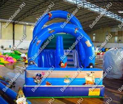 Надувной коммерческий батут-горка "Морской бой", 6*3,3*5 м.