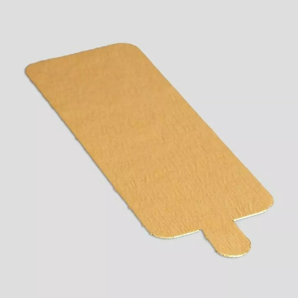 Подложка для пирожных прямоугольная 6,5*12 см с держателем, золото