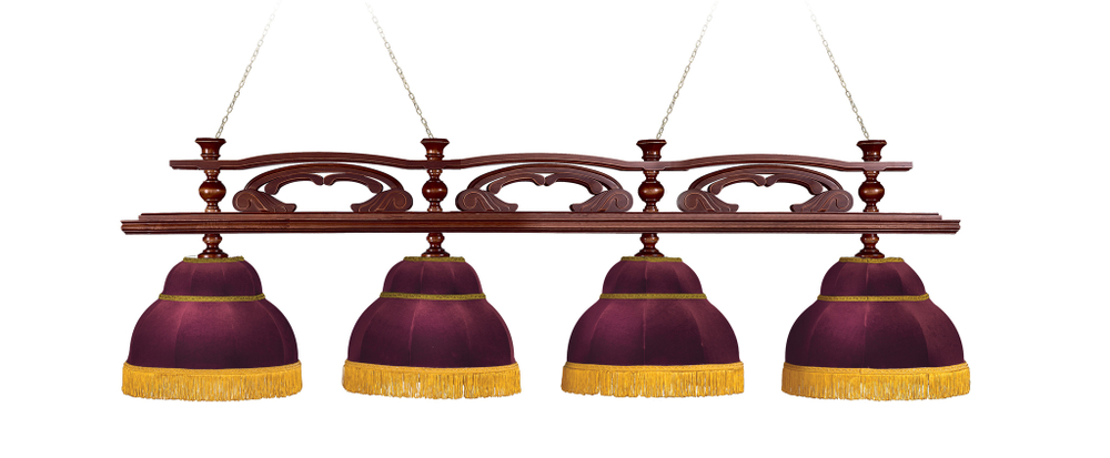 Лампа Венеция 4пл. ясень (№2,бархат зеленый,бахрома желтая,фурнитура золото)