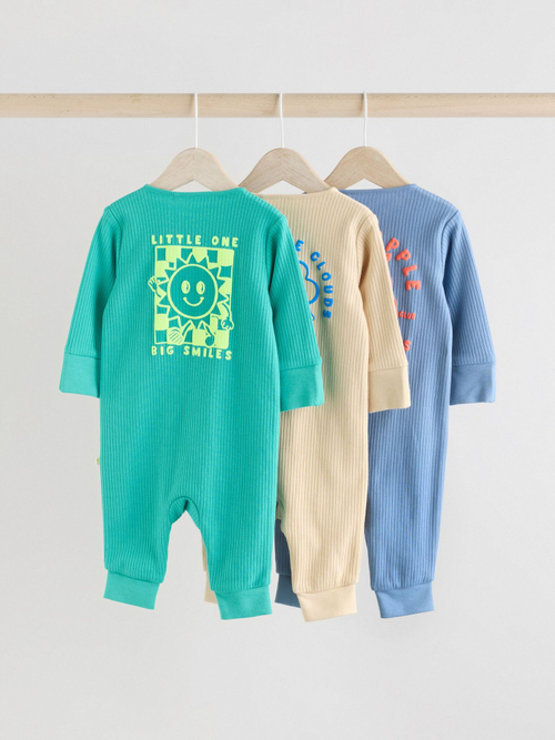 Комбинезон / Cлип для малышей Next E19-551, 3 шт., Голубой, Мятный, Бежевый