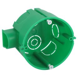 Коробка установочная ЭРА KUTS1-68-45-green зеленая 68х45мм для твердых стен с саморезами, один стыковочный узел IP20 | Коробки монтажные установочные для твердых стен