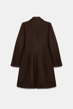 ZARA ПАЛЬТО С ПОДПЛЕЧНИКАМИ ИЗ МЯГКОЙ ТКАНИ, КОРИЧНЕВЫЙ