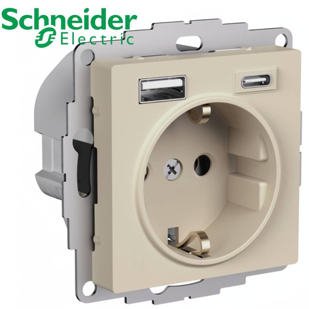 Розетка USB (3А) +TYPE-C (2.4А) (бежевый) AtlasDesign Schneider ATN000232