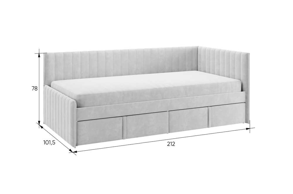 Кровать тахта с ящиком Твикс (велюр) МФ Мебельсон, г. Ижевск