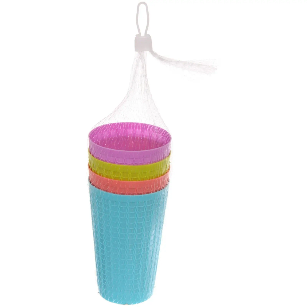 Стакан пластиковый 500мл «Плетение» в наборе 4шт, микс цветов