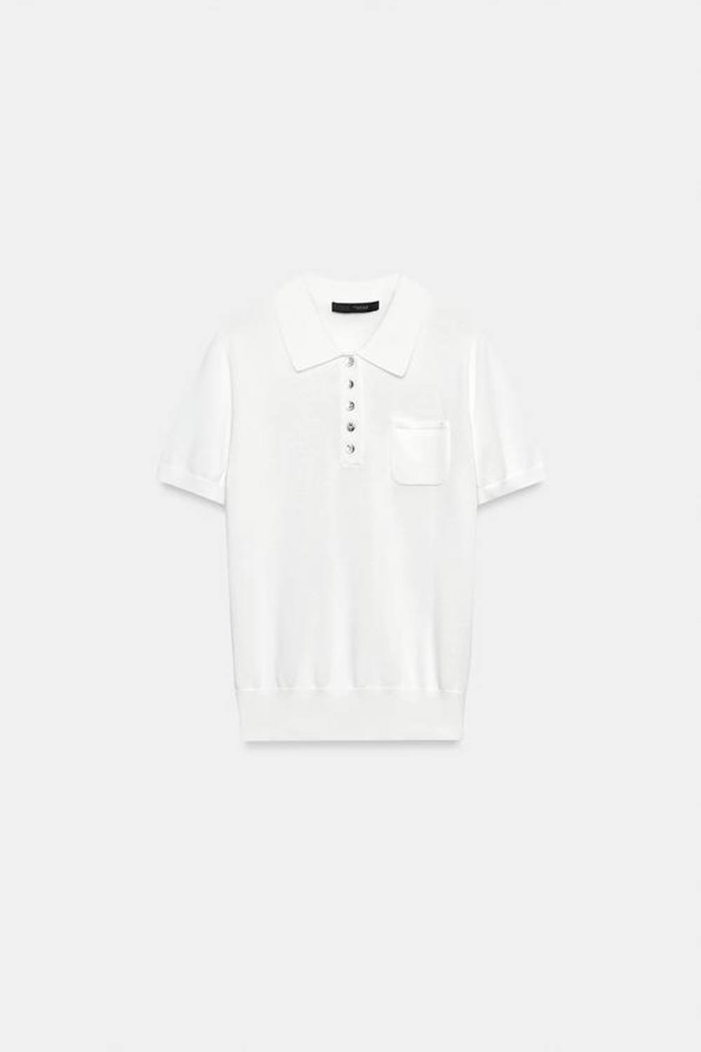 ZARA ТРИКОТАЖНОЕ ПОЛО С КОРОТКИМИ РУКАВАМИ, БЕЛЫЙ