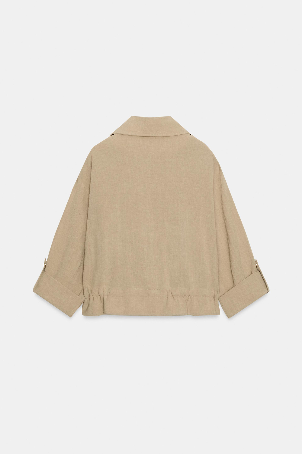 ZARA КОРОТКАЯ КУРТКА С ПОДВЕРНУТЫМИ РУКАВАМИ, ПЕСОЧНЫЙ