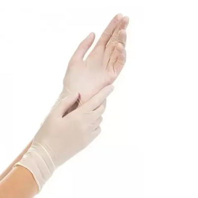 Перчатки латексные смотровые нестерильные неопудренные текстурированные DeMAX с полимерным покрытием размер M 50 пар