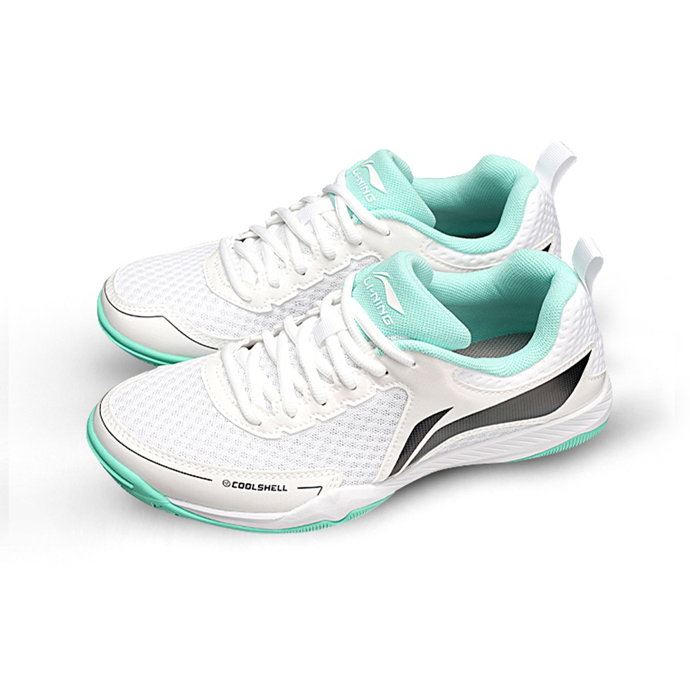 Li Ning Cushioning Breathable Slip Resistant Low top Table Tennis Training Shoes Unisex White Green